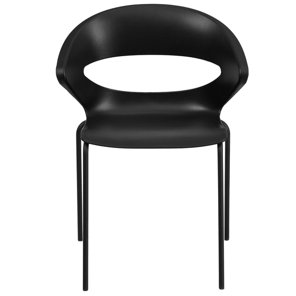 440 lb. Capacity Black Café Style Stack Chair with Flexible Back Design