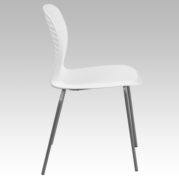 White |#| 551 lb. Capacity Contemporary White Ribbed Back Design Stack Chair