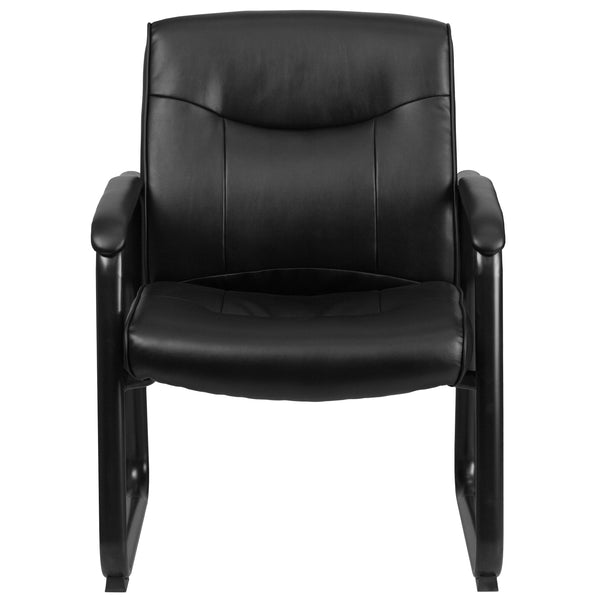 Big & Tall 500 lb. Rated Black LeatherSoft Executive Reception Chair-Sled Base