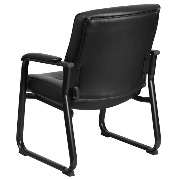 Big & Tall 500 lb. Rated Black LeatherSoft Executive Reception Chair-Sled Base
