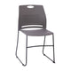 Gray |#| Commercial Grade 660 LB. Capacity Plastic Stack Chair with Steel Sled Base-Gray
