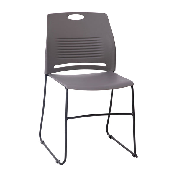 Gray |#| Commercial Grade 660 LB. Capacity Plastic Stack Chair with Steel Sled Base-Gray
