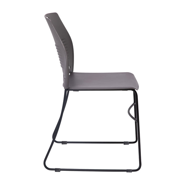 Gray |#| Commercial Grade 660 LB. Capacity Plastic Stack Chair with Steel Sled Base-Gray