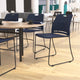 Navy |#| Commercial Grade 660 LB. Capacity Plastic Stack Chair with Steel Sled Base-Navy