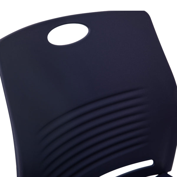 Navy |#| Commercial Grade 660 LB. Capacity Plastic Stack Chair with Steel Sled Base-Navy