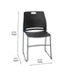 Black |#| Commercial Grade 660 LB. Capacity Plastic Stack Chair with Steel Sled Base-Black