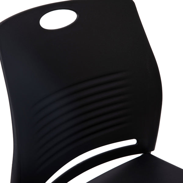 Black |#| Commercial Grade 660 LB. Capacity Plastic Stack Chair with Steel Sled Base-Black