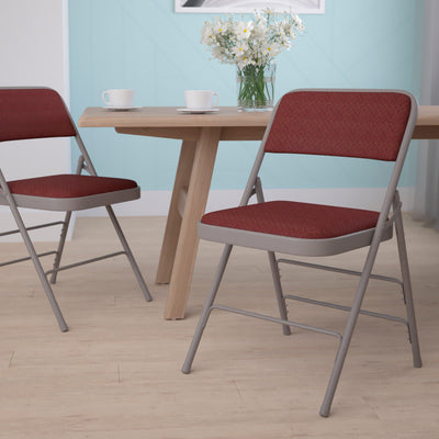 HERCULES Series Curved Triple Braced & Double Hinged Fabric Upholstered Metal Folding Chair - View 2