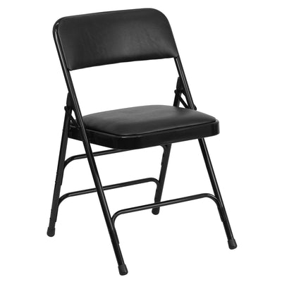 HERCULES Series Curved Triple Braced & Double Hinged Upholstered Metal Folding Chair - View 1