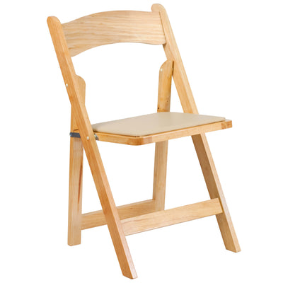 HERCULES Series Wood Folding Chair with Vinyl Padded Seat - View 1