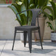 Black |#| All-Weather Black Steel Vertical Slat Back Patio Arm Chair with Poly Resin Seat