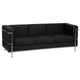 Black |#| Contemporary Black LeatherSoft Sofa with Double Bar Encasing Frame