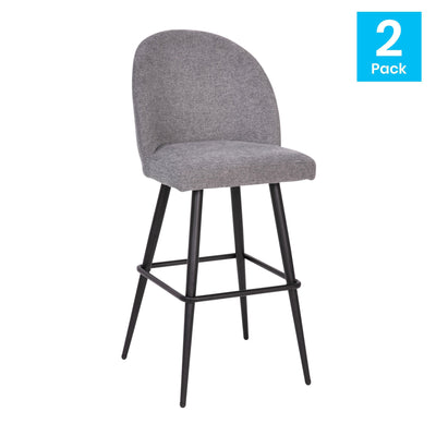 Lyla Commercial Grade Modern Armless Barstools with Contoured Backrest, Steel Frame and Integrated Footrest - Set of 2 - View 2