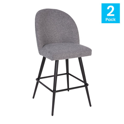 Lyla Set of 2 Commercial Modern Armless Counter Stools with Contoured Backrests, Steel Frames and Footrests-Set of 2 - View 2