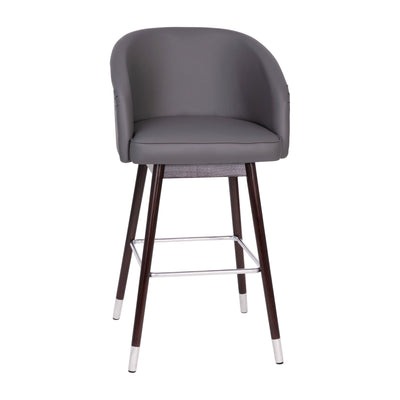 Margo Commercial Grade Mid-Back Modern Barstool with Beechwood Legs and Curved Back - View 1