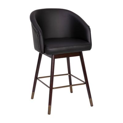 Margo Commercial Grade Mid-Back Modern Barstool with Beechwood Legs and Curved Back - View 1