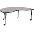 Mobile 48''W x 72''L Kidney Thermal Laminate Activity Table - Height Adjustable Short Legs