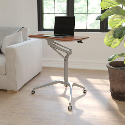 Mobile Sit-Down, Stand-Up Ergonomic Computer Desk - Standing Desk - View 2