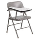 Premium Steel Beige Folding Chair with Right Handed Tablet Arm - Event Chair