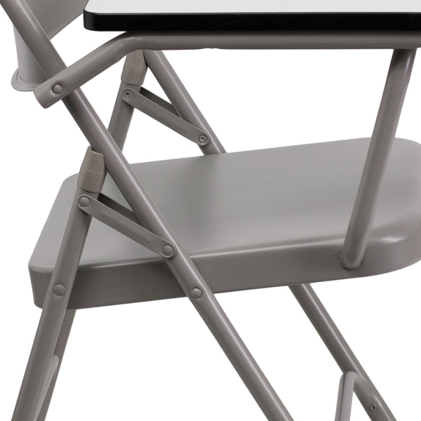 Premium Steel Beige Folding Chair with Right Handed Tablet Arm - Event Chair