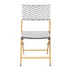 Navy & White |#| 2PC Navy and White Indoor/Outdoor PE Rattan Folding Bistro Chairs