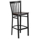 Walnut Wood Seat/Black Metal Frame |#| Black School House Back Metal Restaurant Barstool - Walnut Wood Seat