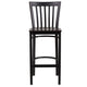 Walnut Wood Seat/Black Metal Frame |#| Black School House Back Metal Restaurant Barstool - Walnut Wood Seat