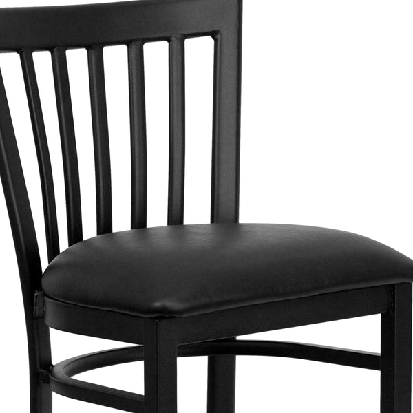 Black Vinyl Seat/Black Metal Frame |#| Black School House Back Metal Restaurant Barstool - Black Vinyl Seat