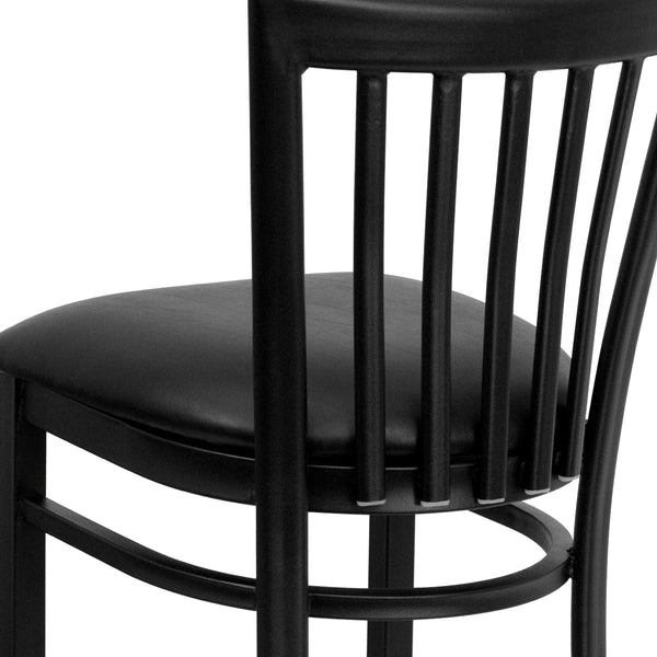 Black Vinyl Seat/Black Metal Frame |#| Black School House Back Metal Restaurant Barstool - Black Vinyl Seat
