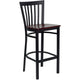 Mahogany Wood Seat/Black Metal Frame |#| Black School House Back Metal Restaurant Barstool - Mahogany Wood Seat