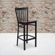 Mahogany Wood Seat/Black Metal Frame |#| Black School House Back Metal Restaurant Barstool - Mahogany Wood Seat