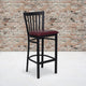 Burgundy Vinyl Seat/Black Metal Frame |#| Black School House Back Metal Restaurant Barstool - Burgundy Vinyl Seat