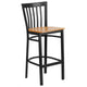 Natural Wood Seat/Black Metal Frame |#| Black School House Back Metal Restaurant Barstool - Natural Wood Seat