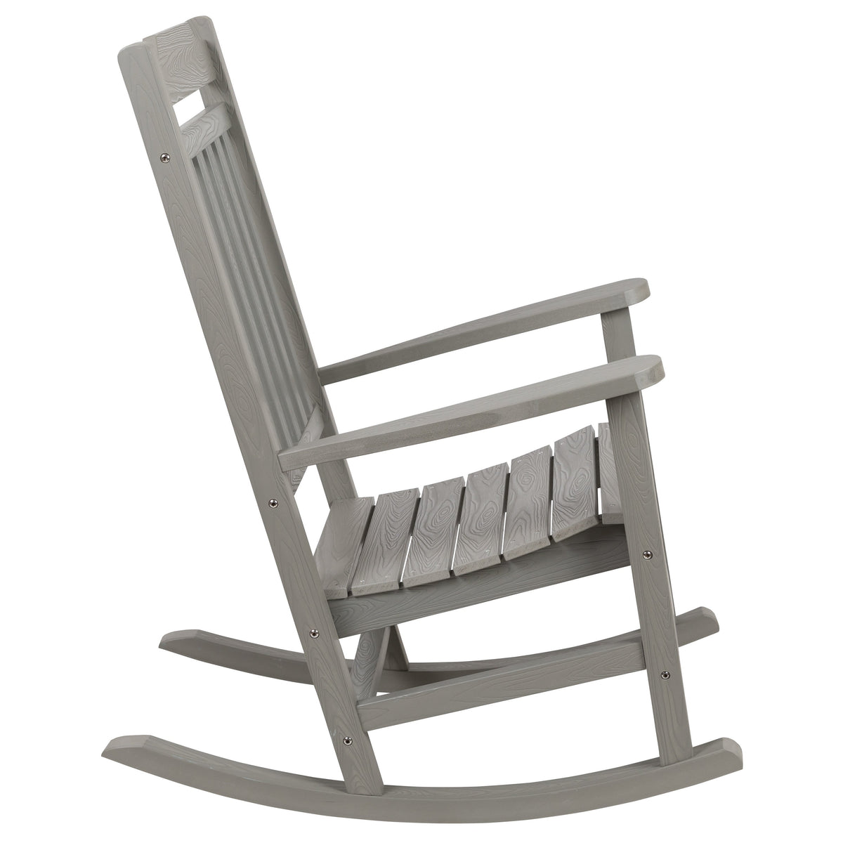 Gray |#| Set of 2 Indoor/Outdoor Poly Resin Rocking Chairs with Side Table in Gray