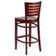 Mahogany Wood Seat/Mahogany Wood Frame |#| Slat Back Mahogany Wood Restaurant Barstool - Hospitality Seating