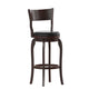 Black Vinyl/Espresso Frame |#| 30inch Open Back Wooden Swivel Stool - Padded Seat-Espresso/Black Faux Leather