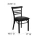 Black Vinyl Seat/Black Metal Frame |#| Black Three-Slat Ladder Back Metal Restaurant Chair - Black Vinyl Seat