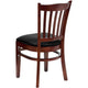 Black Vinyl Seat/Mahogany Wood Frame |#| Vertical Slat Back Mahogany Wood Restaurant Chair - Black Vinyl Seat