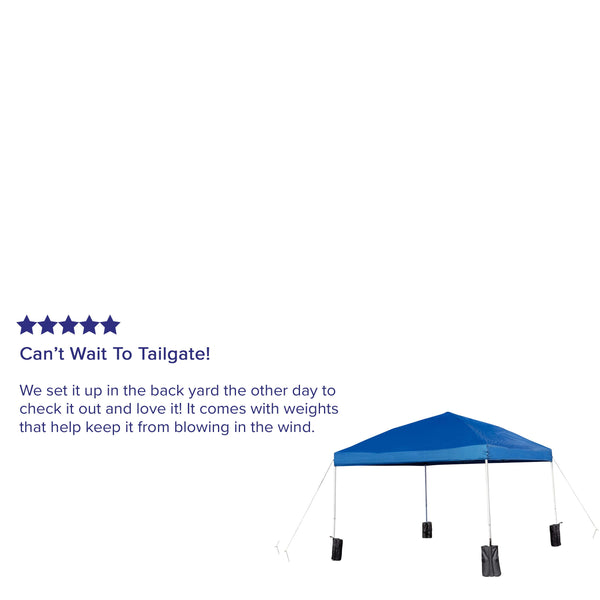 Blue |#| 10'x10' Blue Pop Up Straight Leg Canopy Tent With Sandbags and Wheeled Case