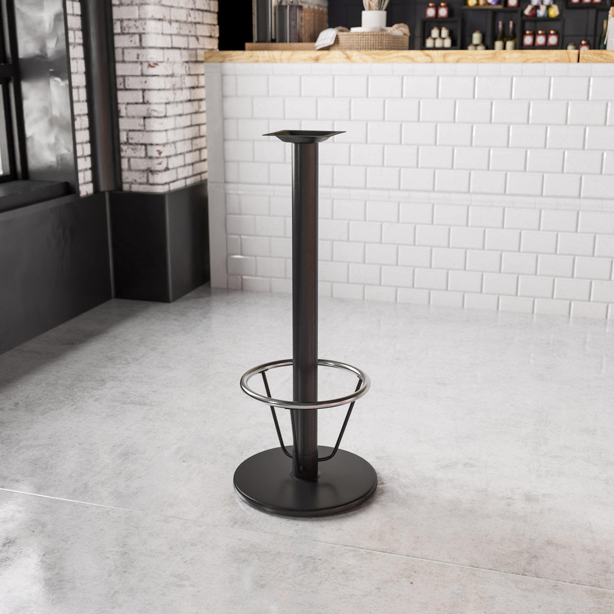 18inch Round Restaurant Table Base with 3inch Dia. Bar Height Column and Foot Ring