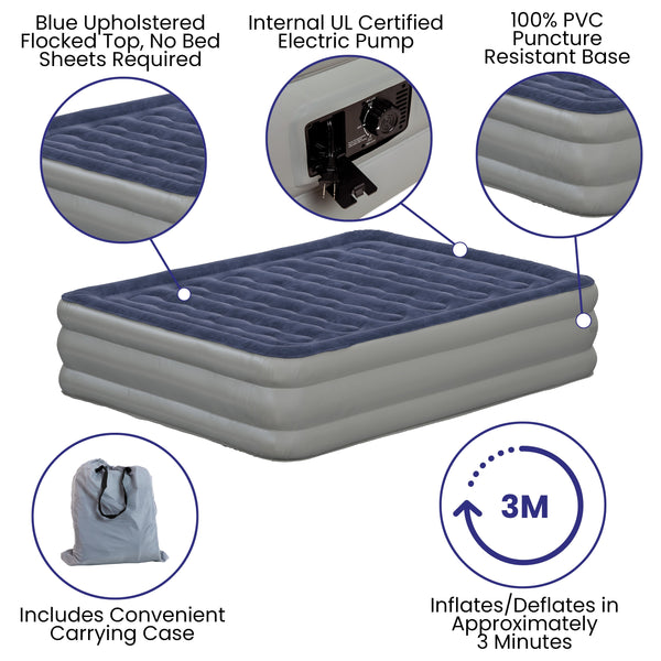 Queen |#| 18inch Queen Air Mattress - ETL Certified Internal Electric Pump and Carrying Case