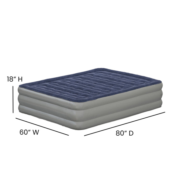 Queen |#| 18inch Queen Air Mattress - ETL Certified Internal Electric Pump and Carrying Case