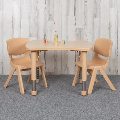 21.875"W x 26.625"L Rectangular Plastic Height Adjustable Activity Table Set with 2 Chairs - View 2