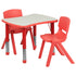 21.875"W x 26.625"L Rectangular Plastic Height Adjustable Activity Table Set with 2 Chairs