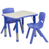 21.875"W x 26.625"L Rectangular Plastic Height Adjustable Activity Table Set with 2 Chairs