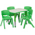 21.875"W x 26.625"L Rectangular Plastic Height Adjustable Activity Table Set with 4 Chairs