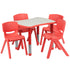 21.875"W x 26.625"L Rectangular Plastic Height Adjustable Activity Table Set with 4 Chairs