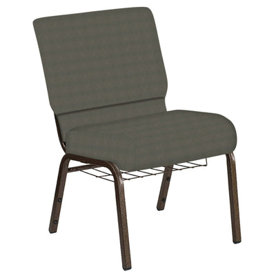 21''W Church Chair in Harmony Fabric with Book Rack - Gold Vein Frame - View 1