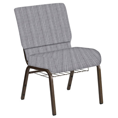 21''W Church Chair in Sammie Joe Fabric with Book Rack - Gold Vein Frame - View 1