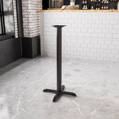 22'' x 22'' Restaurant Table X-Base with 3'' Dia. Bar Height Column